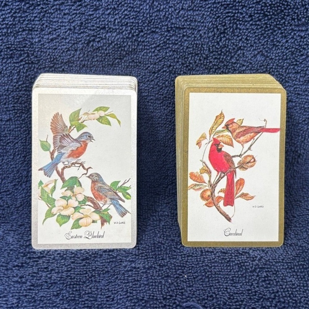 Vintage Congress‎ Playing Cards 2 Decks Birds Cardinal Bluebird Gilded